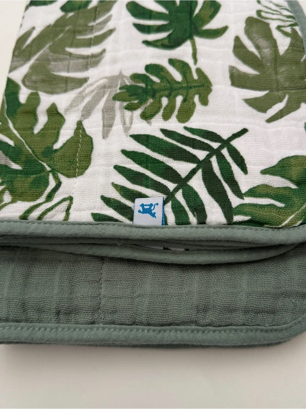 Muslin 2 Burp Cloths Classic Cotton Absorbent NEW Tropical Leaf | Little Unicorn